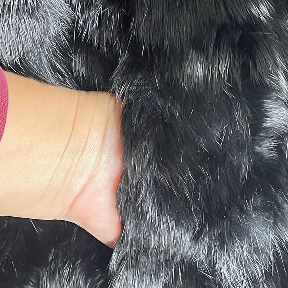 Vintage 1980s Dyed Black Rabbit Fur Jacket Women’s Size Medium - Picture 10 of 13